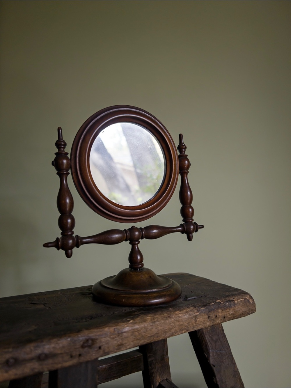 Antique Wooden Shaving Mirror, Salesman Sample or Doll Sized